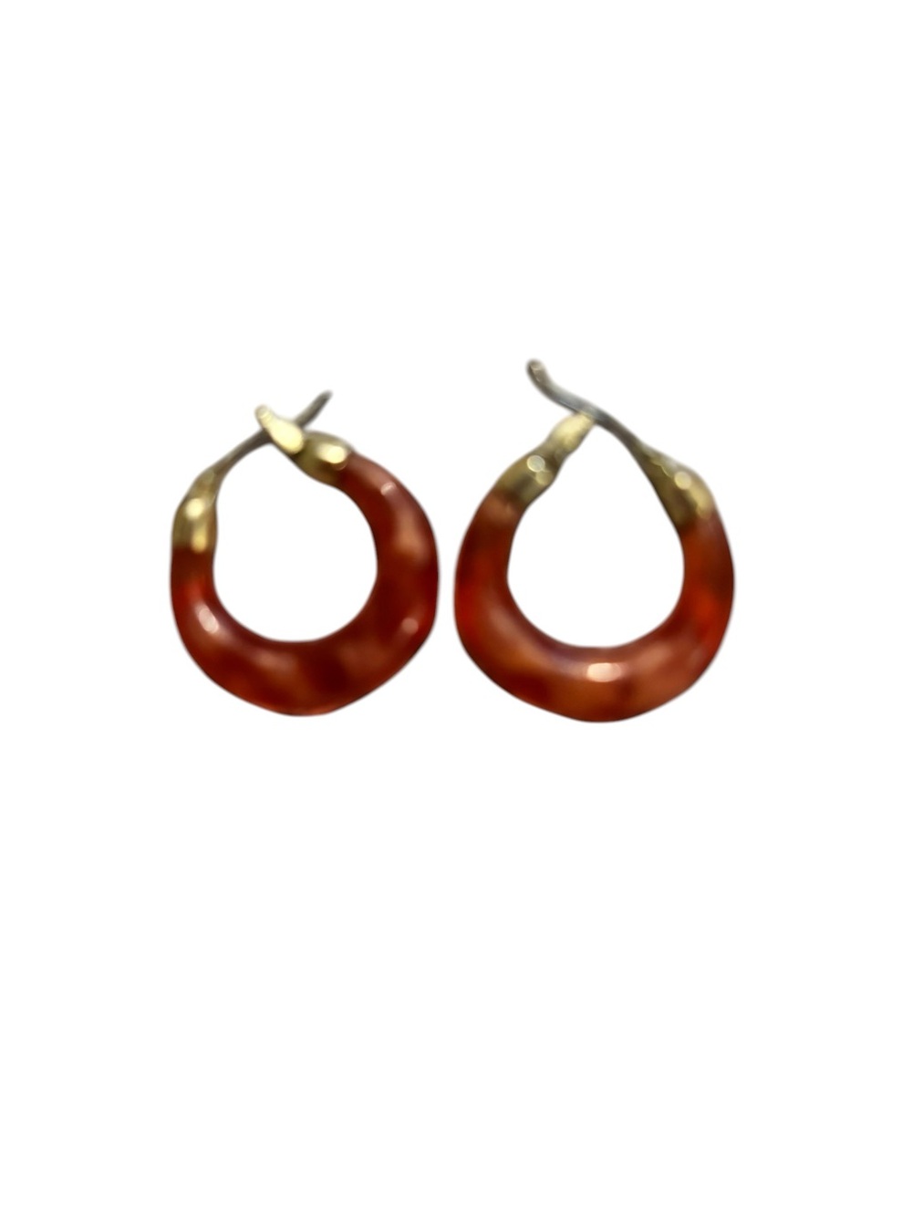Lucky Brand red and gold hoop earrings